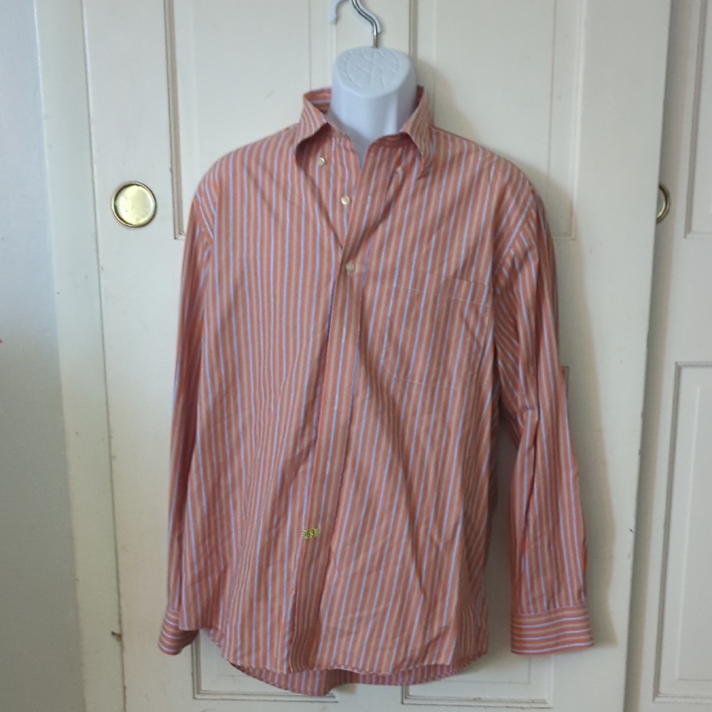 Striped Orange and White Men's Shirt